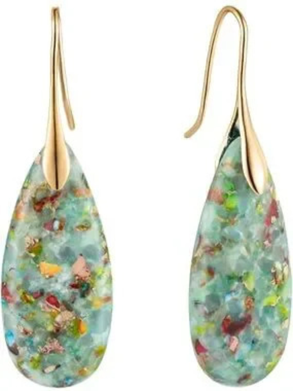 Anthropologie Aqua Multicolor Teardrop Earrings with Gold Accents